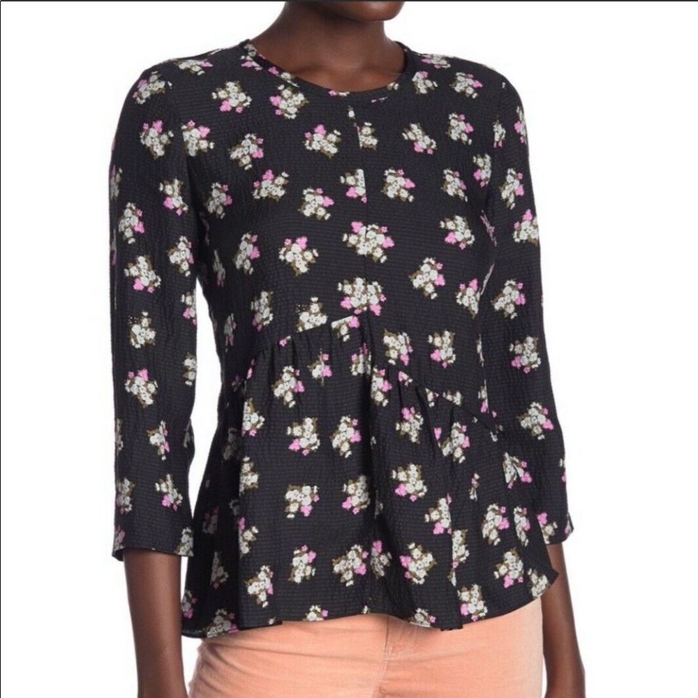Rebecca Taylor Mini Rosa Floral Silk Blouse